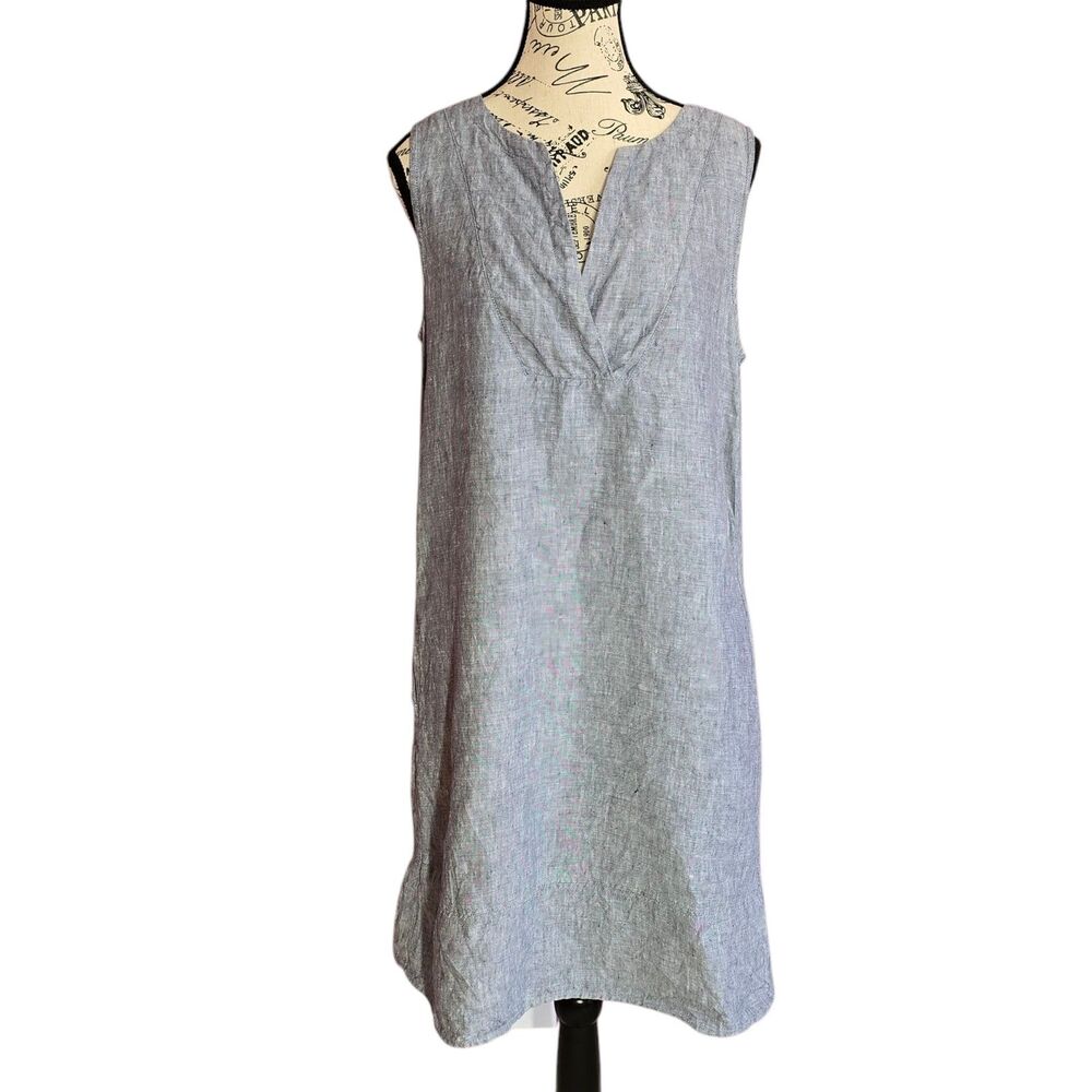 Kenar 100% linen casual sleeveless dress with pockets Sz8